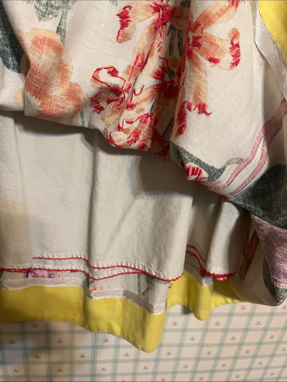 Meadow Rue Cream A-Line Midi Skirt with Multicolor Floral Border - Picture 5 of 10
